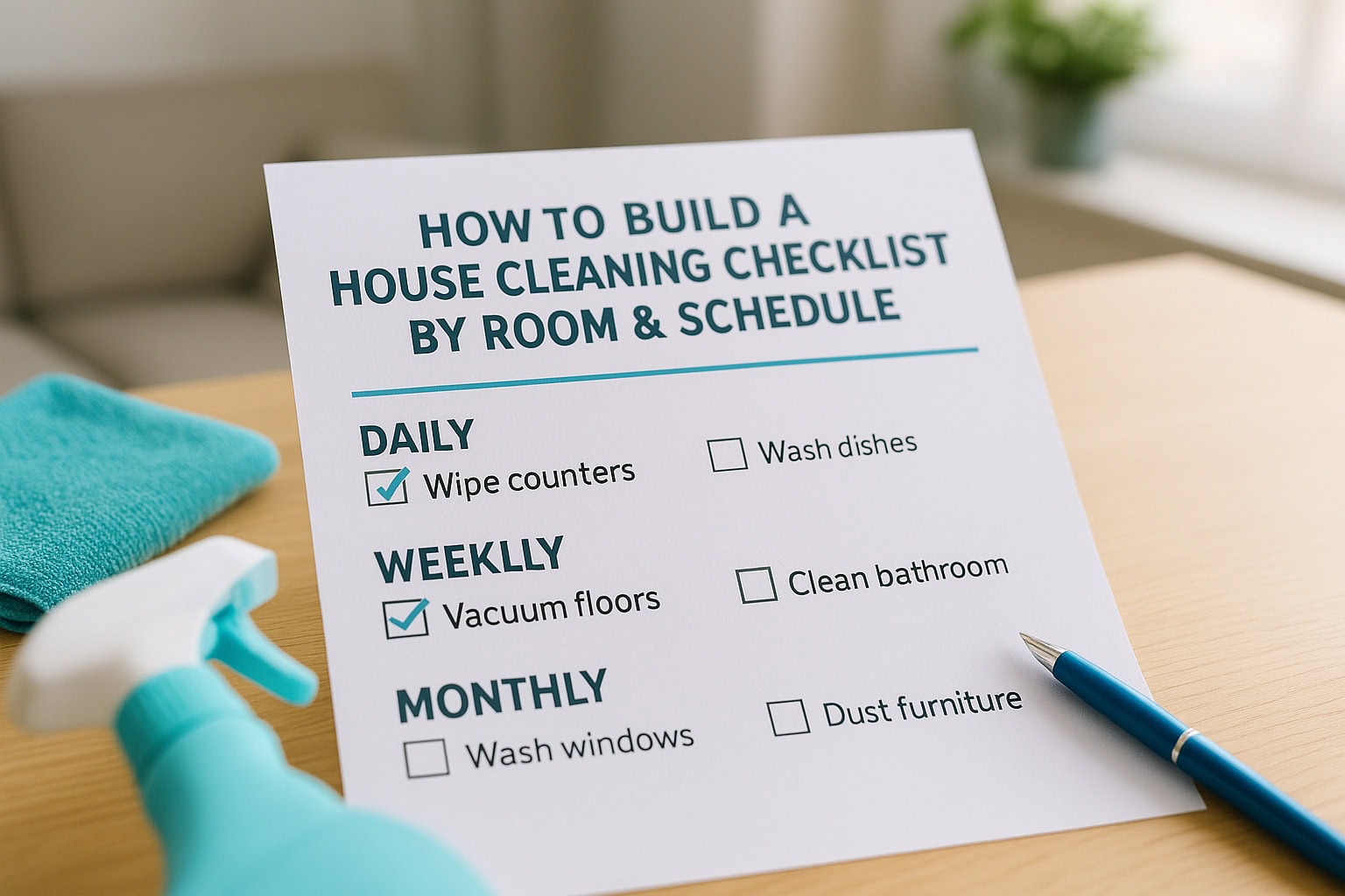How To Build A House Cleaning Checklist By Room & Schedule