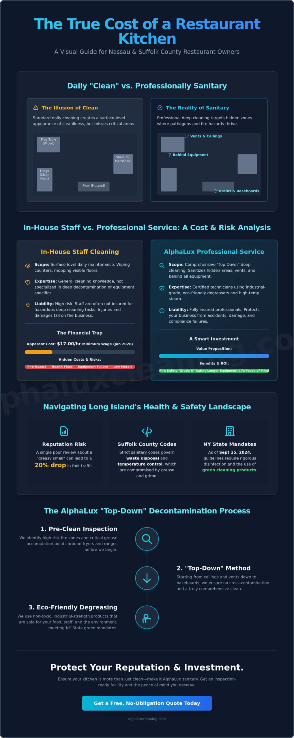 Commercial Kitchen Cleaning in Long Island: The AlphaLux Standard for 2026
